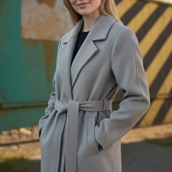 Vero Moda Women's Wool Light Grey Trench Coat. - Picture 15 of 16